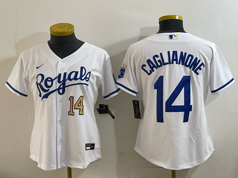 Women Kansas City Royals #14 Caglianone white Nike MLB 2025 jersey 009